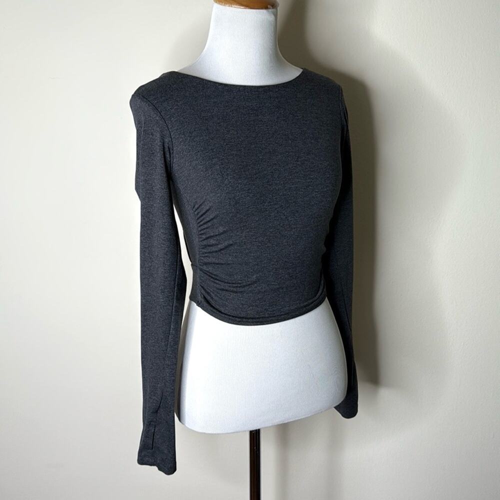 Varley Black Marl Always Warm Sloane Cropped Tee - Picture 8 of 8